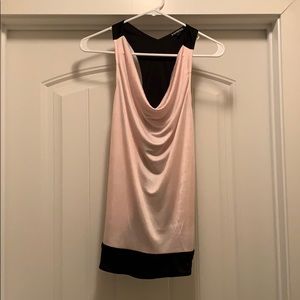 Light pink silky cowl neck shirt